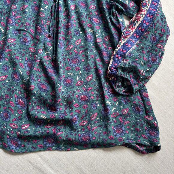 Lucky Brand Boho Blue Peasant Top Women’s M – 3/4 Sleeve - Picture 4 of 8